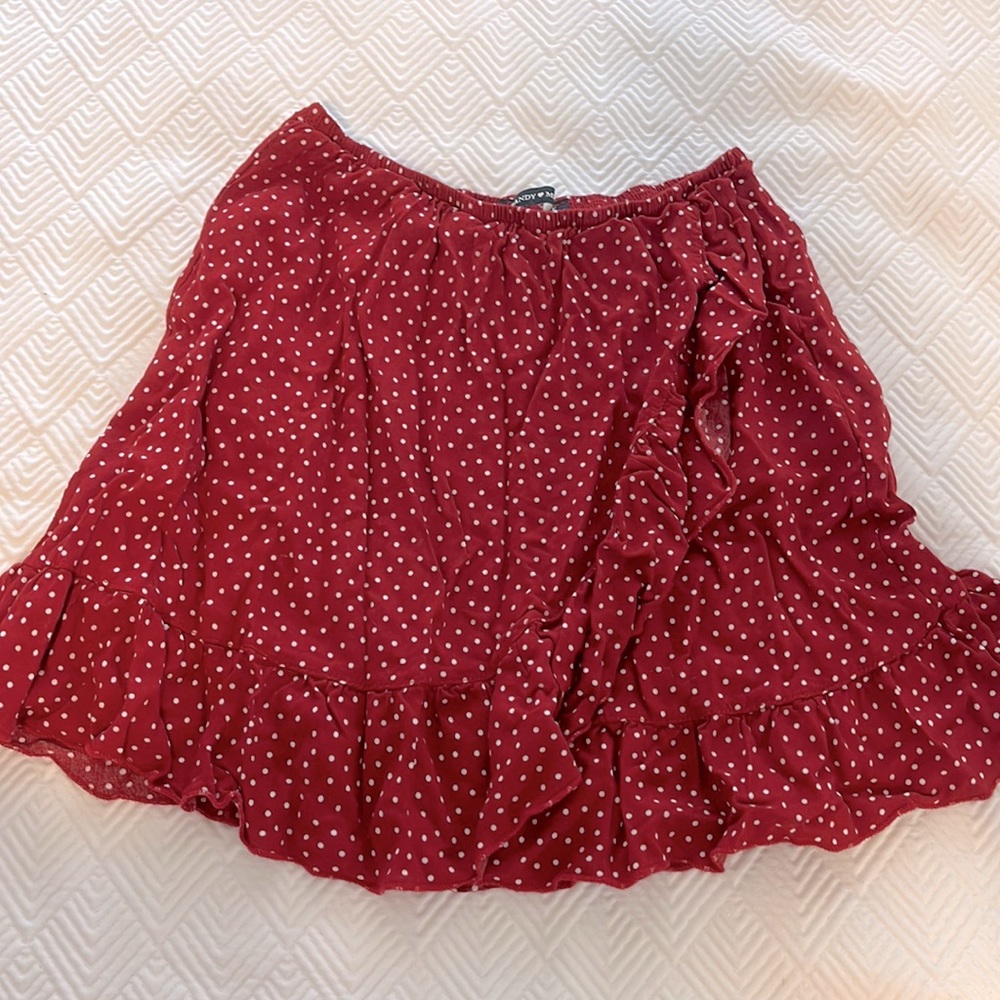 Brandy Melville Mini Red Polka Dot Ruffle Skirt